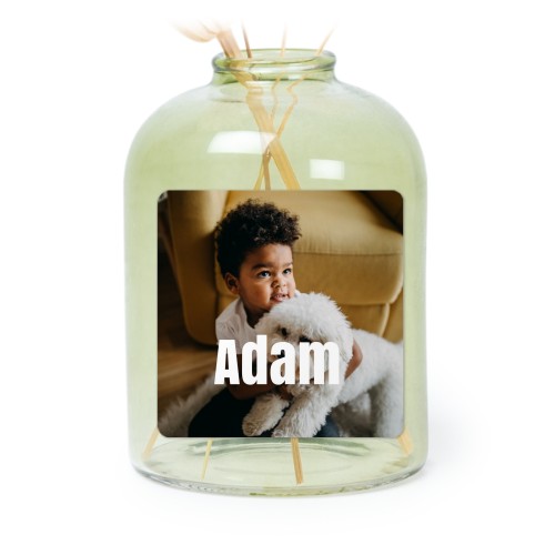 Personalised Green Glass Vase with Square Stickers – Set of 6