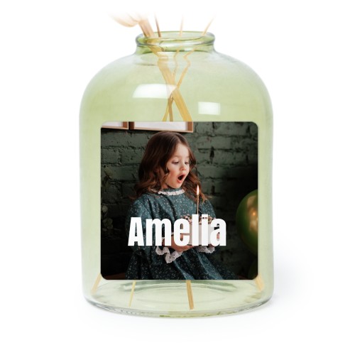 Personalised Green Glass Vase with Square Stickers – Set of 6