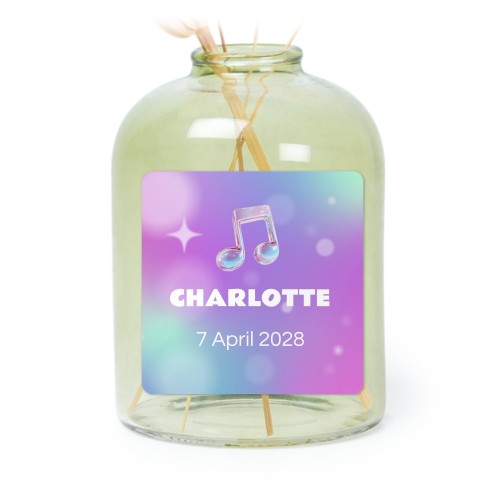 Personalised Green Glass Vase with Square Stickers – Set of 6