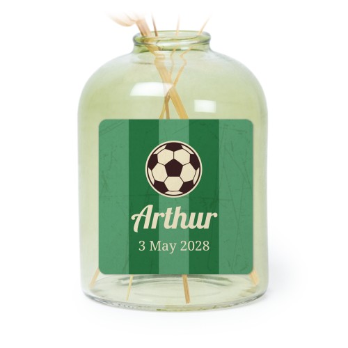 Personalised Green Glass Vase with Square Stickers – Set of 6