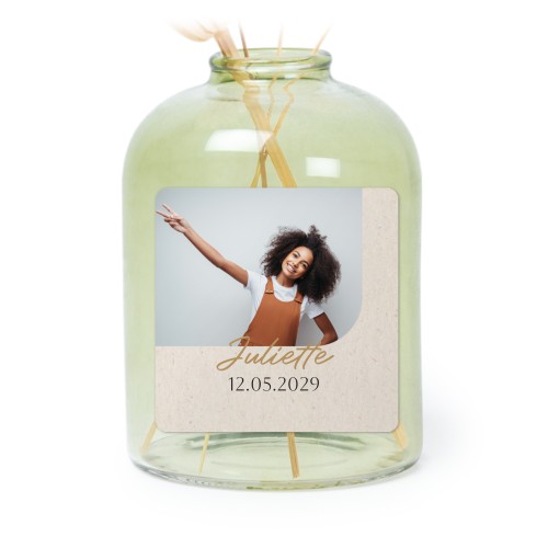 Personalised Green Glass Vase with Square Stickers – Set of 6