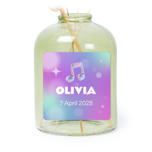 Mini-Glasvase grün mit Aufkleber Querformat - 6 Stück