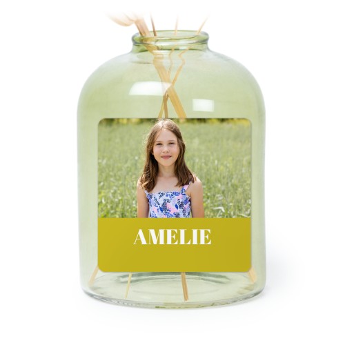 Glazen vaasjes groen met vierkante sticker - set van 6