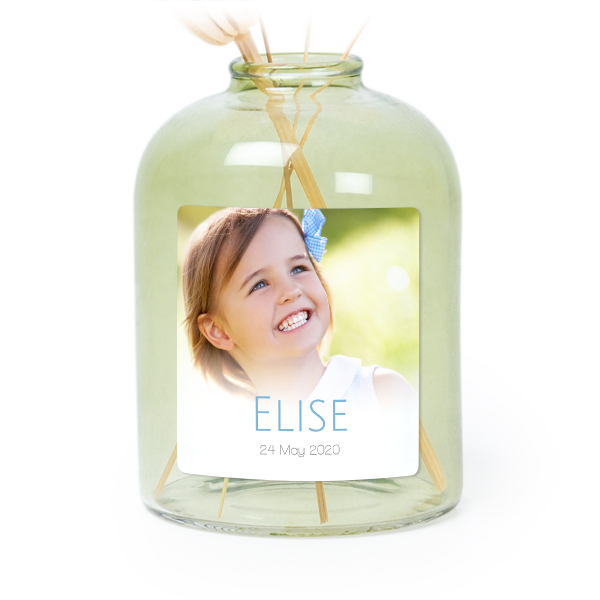 Personalised Green Glass Vase with Square Stickers – Set of 6