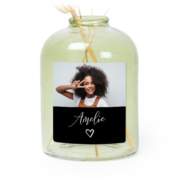 Personalised Green Glass Vase with Square Stickers – Set of 6