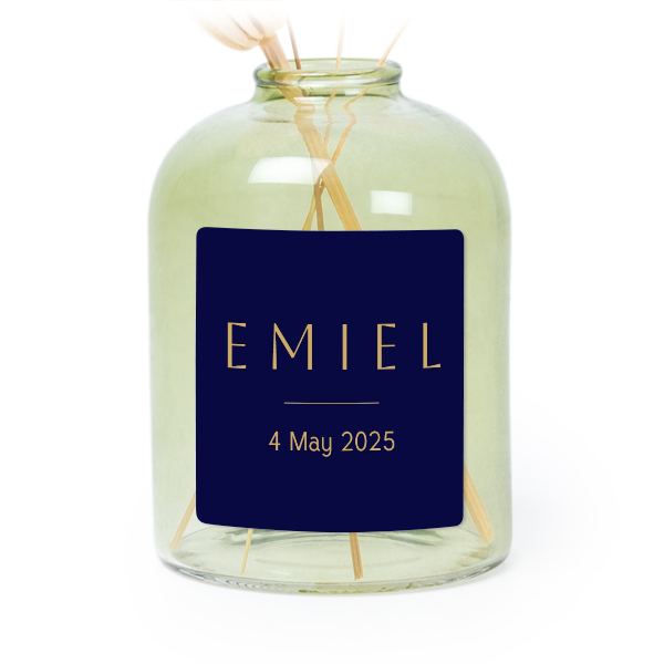 Personalised Green Glass Vase with Square Stickers – Set of 6