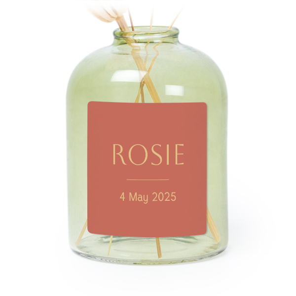 Personalised Green Glass Vase with Square Stickers – Set of 6