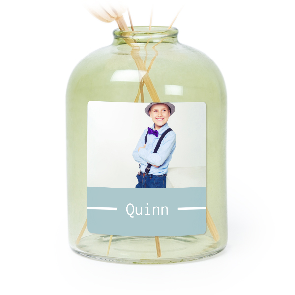 Personalised Green Glass Vase with Square Stickers – Set of 6