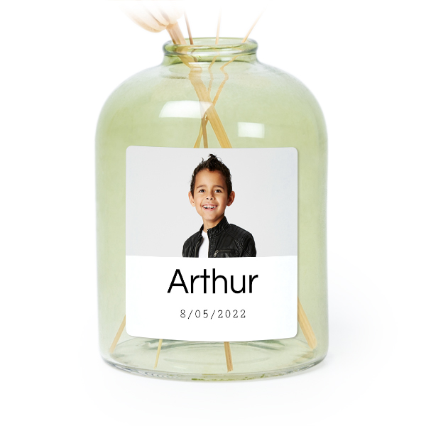 Petit vase verre vert avec autocollant carré - Lot de 6 Petit vase verre vert avec autocollant carré - Lot de 6
