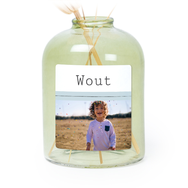 Petit vase verre vert avec autocollant carré - Lot de 6 Petit vase verre vert avec autocollant carré - Lot de 6