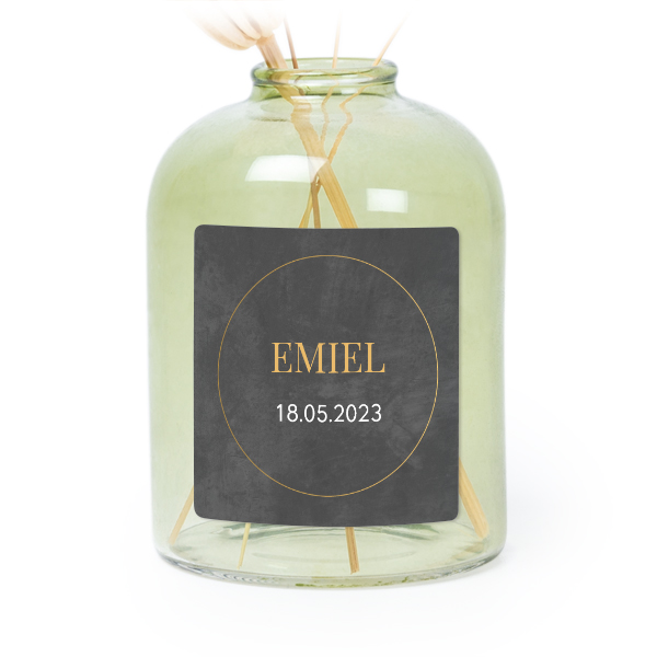 Petit vase verre vert avec autocollant carré - Lot de 6 Petit vase verre vert avec autocollant carré - Lot de 6