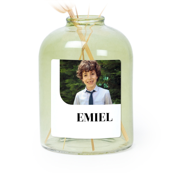 Personalised Green Glass Vase with Square Stickers – Set of 6