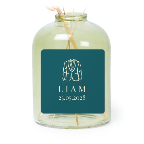 Små gröna vaser med fyrkantiga klistermärken – 6 st