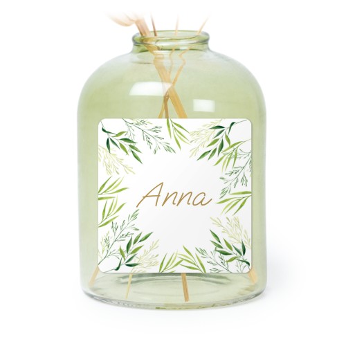 Små gröna vaser med fyrkantiga klistermärken – 6 st