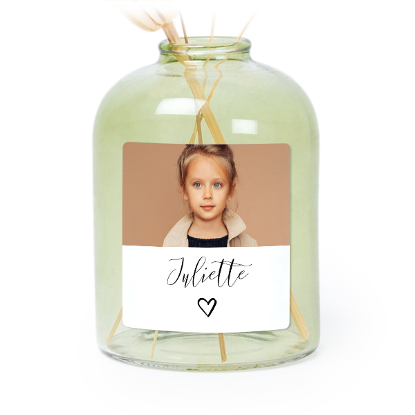 Petit vase verre vert avec autocollant carré - Lot de 6 Petit vase verre vert avec autocollant carré - Lot de 6
