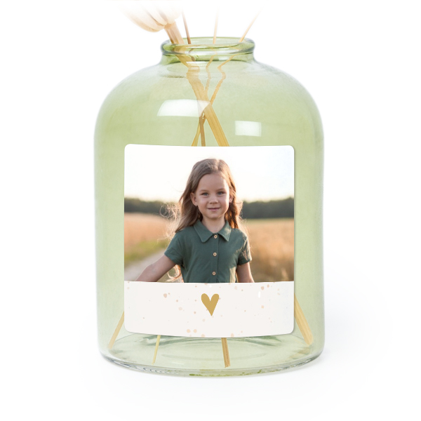 Personalised Green Glass Vase with Square Stickers – Set of 6