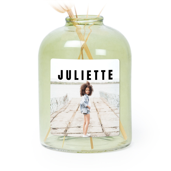 Personalised Green Glass Vase with Square Stickers – Set of 6