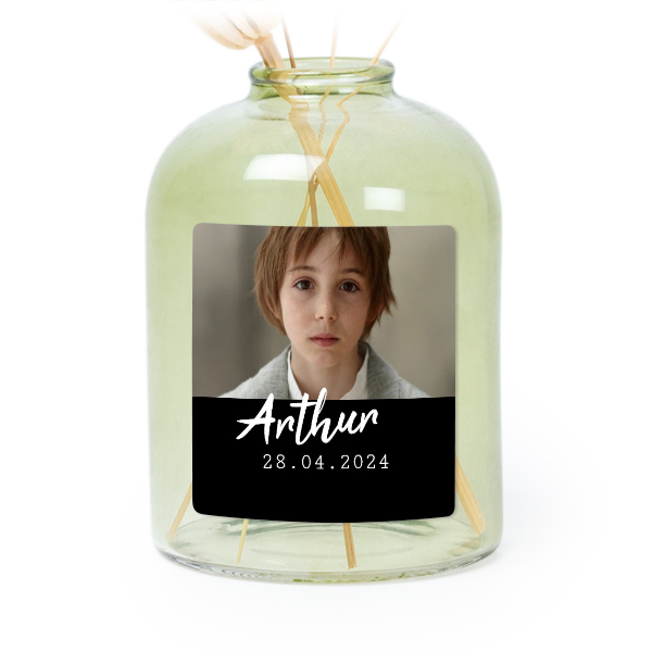 Personalised Green Glass Vase with Square Stickers – Set of 6