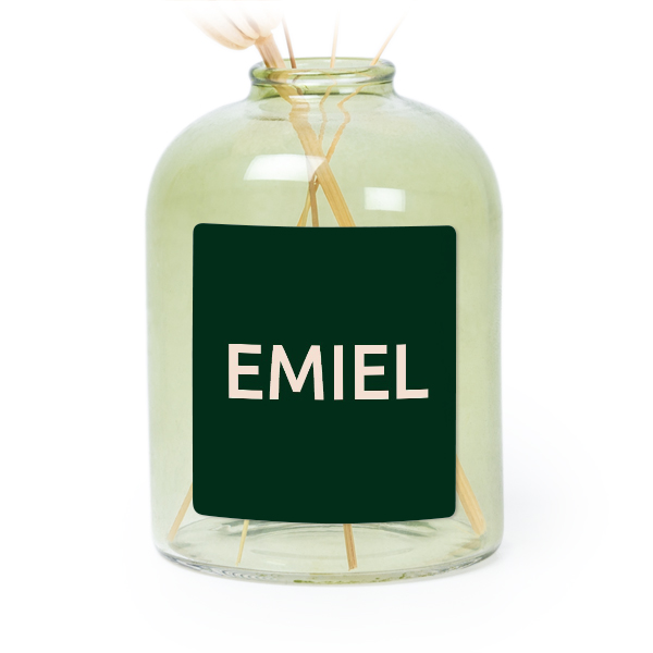 Petit vase verre vert avec autocollant carré - Lot de 6 Petit vase verre vert avec autocollant carré - Lot de 6
