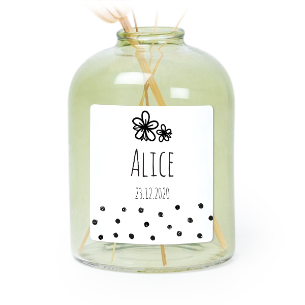 Petit vase verre vert avec autocollant carré - Lot de 6 Petit vase verre vert avec autocollant carré - Lot de 6