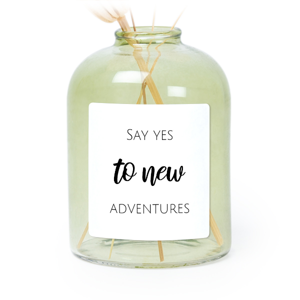 Mini-Glasvase grün mit Aufkleber Querformat - 6 Stück