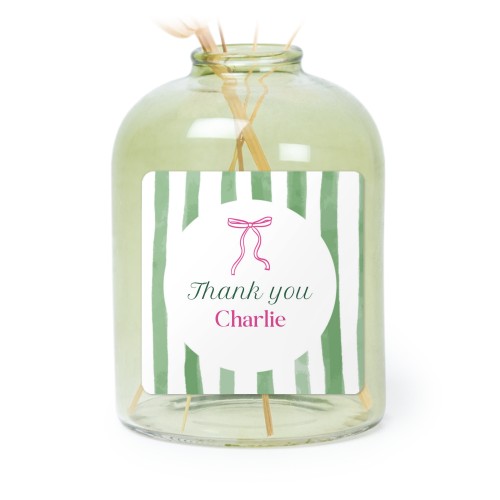 Glazen vaasjes groen met vierkante sticker - set van 6