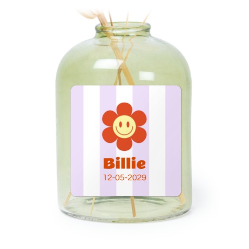 Glazen vaasjes groen met vierkante sticker - set van 6