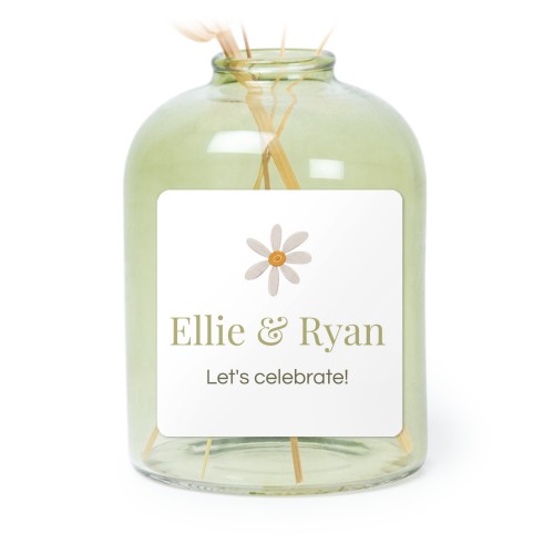 Personalised Green Glass Vase with Square Stickers – Set of 6