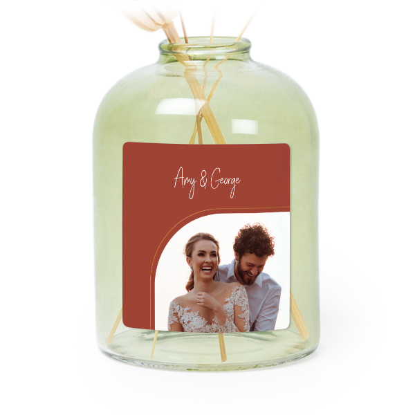 Petit vase verre vert avec autocollant carré - Lot de 6 Petit vase verre vert avec autocollant carré - Lot de 6