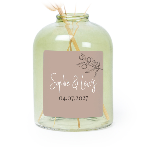 Petit vase verre vert avec autocollant carré - Lot de 6 Petit vase verre vert avec autocollant carré - Lot de 6