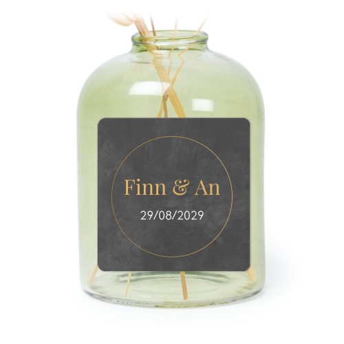 Personalised Green Glass Vase with Square Stickers – Set of 6