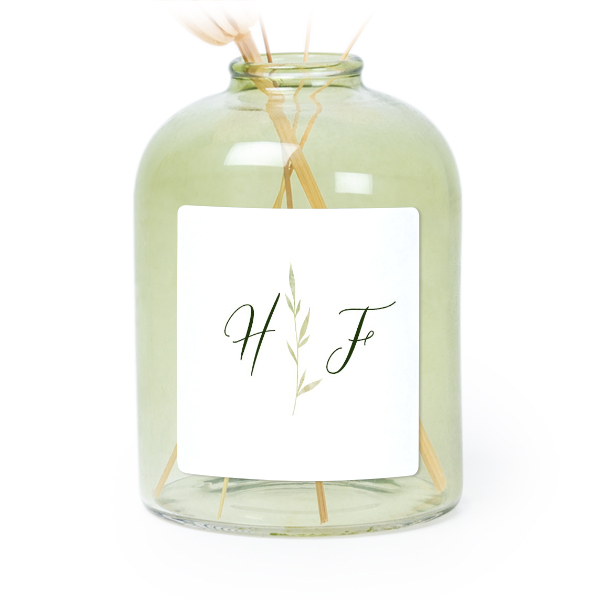 Petit vase verre vert avec autocollant carré - Lot de 6 Petit vase verre vert avec autocollant carré - Lot de 6