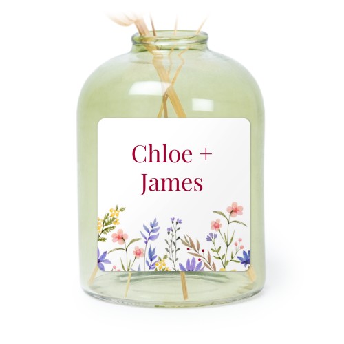 Personalised Green Glass Vase with Square Stickers – Set of 6