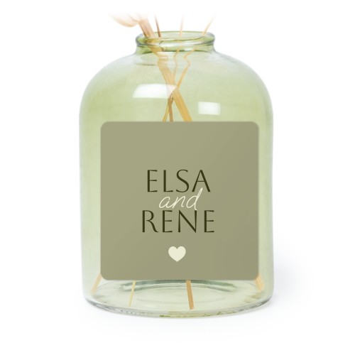 Små grønne vaser med firkantede klistermærker – 6 stk