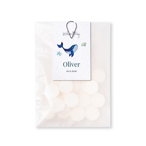 Sachet à bonbons avec carte Trombone noir (lot de 12)
