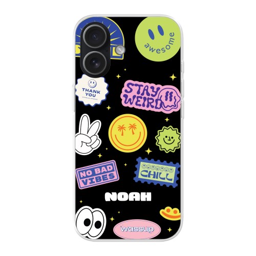 Funky Smiley Stickers - Text only