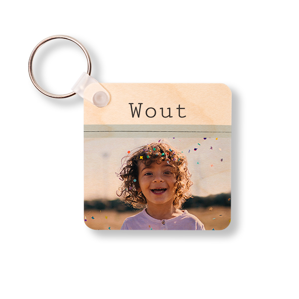 Sleutelhanger Hout Vierkant