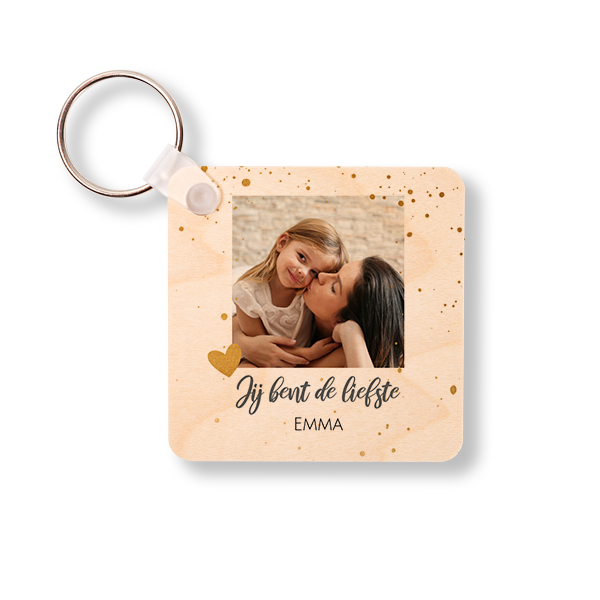 Houten sleutelhanger Vierkant