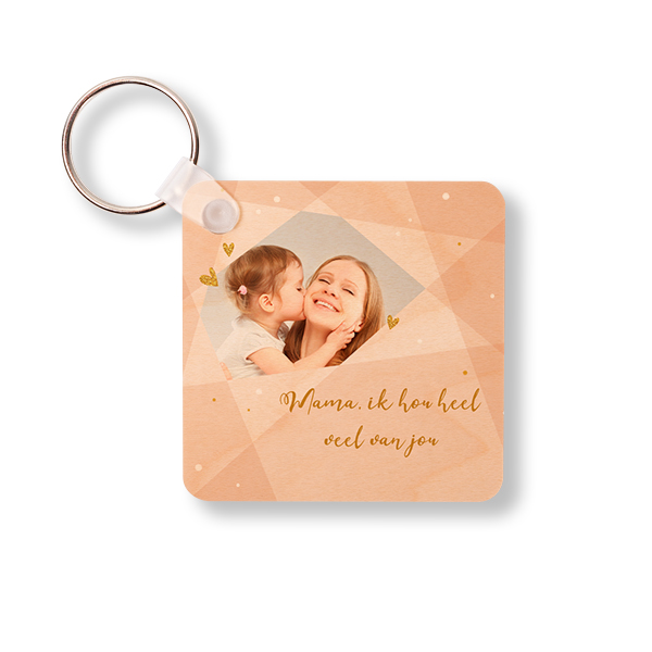 Houten sleutelhanger Vierkant