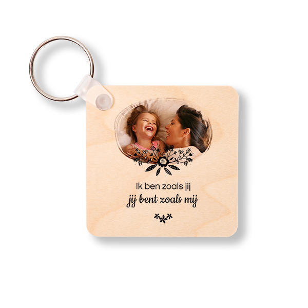 Sleutelhanger Hout Vierkant