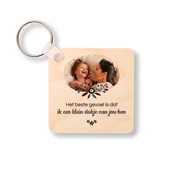 Houten sleutelhanger Vierkant