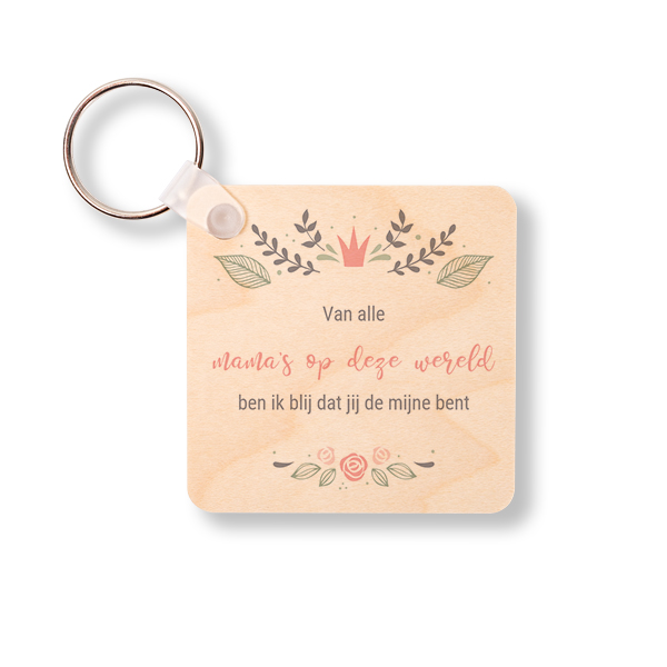 Houten sleutelhanger Vierkant