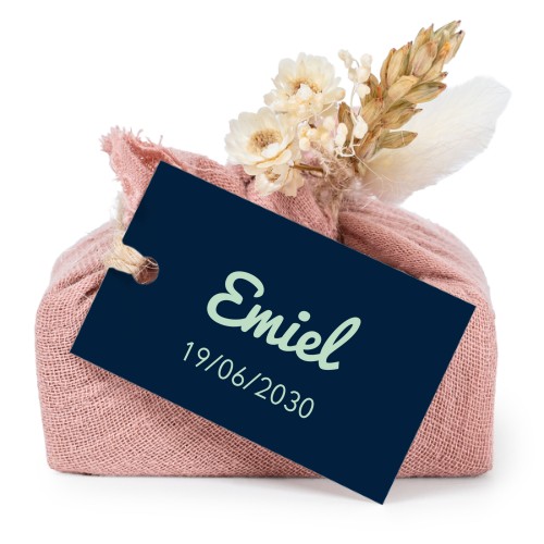 Pink cotton wrapped soaps with rectangular label (6 pcs)