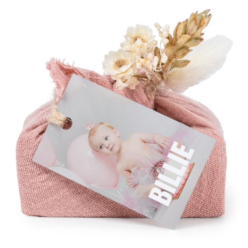 Pink cotton wrapped soaps with rectangular label (6 pcs)