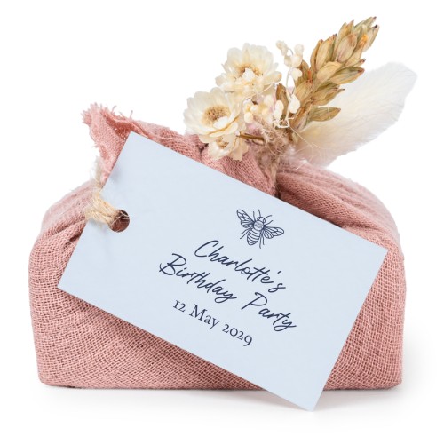 Lot de 6 savons avec emballage en coton rose et étiquettes rectangulaires