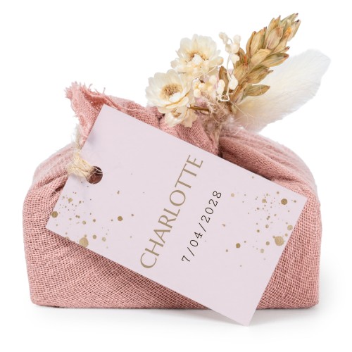 Rosa Seifen in Baumwolltuch mit rechteckigem Etikett (6er-Set)