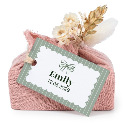 Seifen in rosa Baumwolltuch mit rechteckigem Etikett (6er-Set)