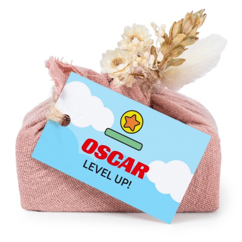 Lot de 6 savons avec emballage en coton rose et étiquettes rectangulaires