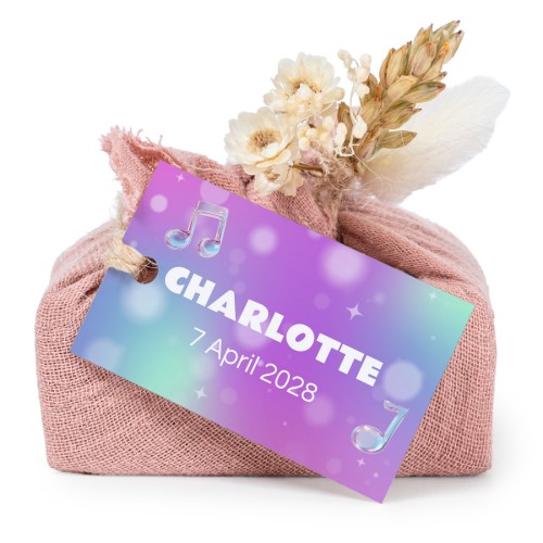 Såper i rosa stoffinnpakninger med rektangulært merke (sett à 6)