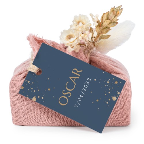 Lot de 6 savons avec emballage en coton rose et étiquettes rectangulaires